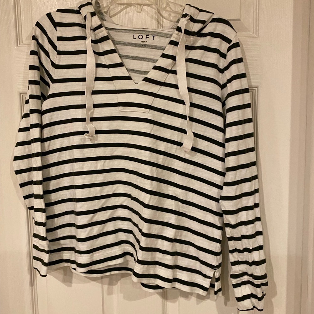 Loft striped pullover with hood size XS